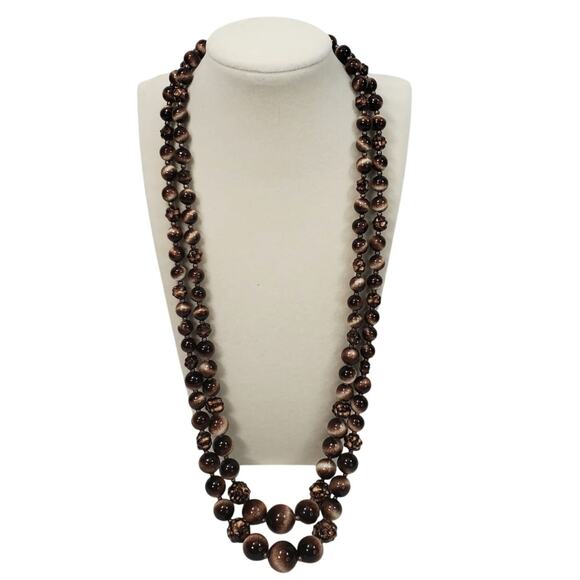 Double Strand Bead Necklace 13" Vtg Boho Bohemian - Picture 1 of 8